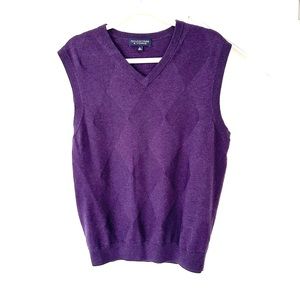 ROUNDTREE & YORKE Men Purple Sleeveless V-Neck Sweater
